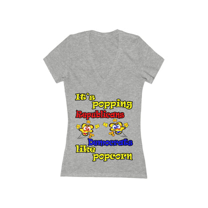 popping like popcorn - Women's Jersey Short Sleeve Deep V-Neck Tee
