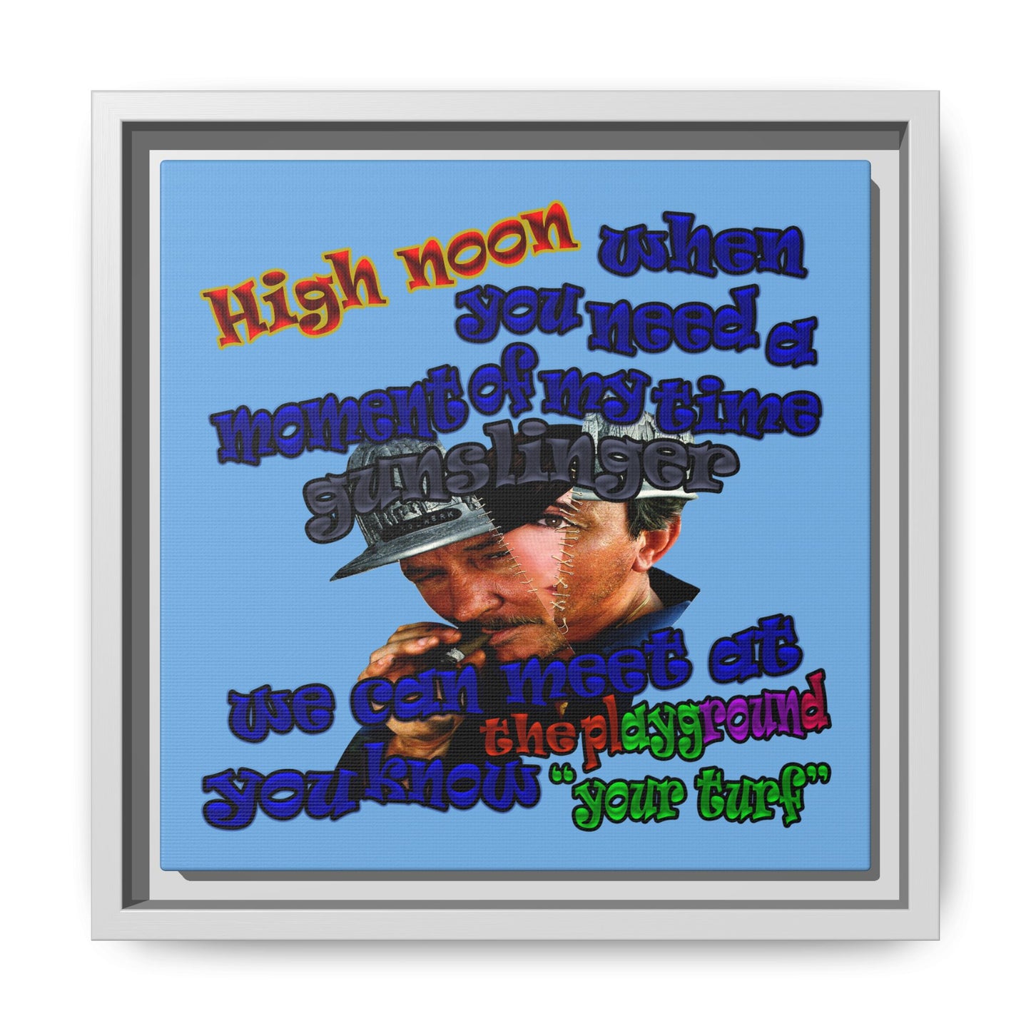 high noon - framed canvas art (light blue)