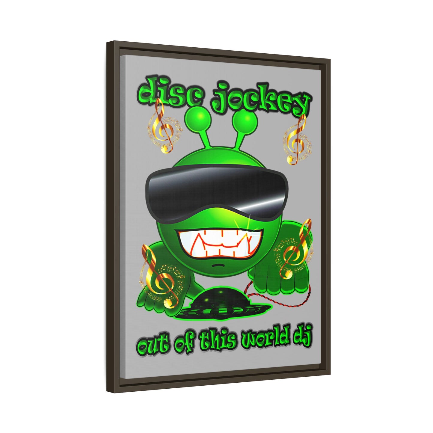 disc jockey - framed canvas art (light grey)