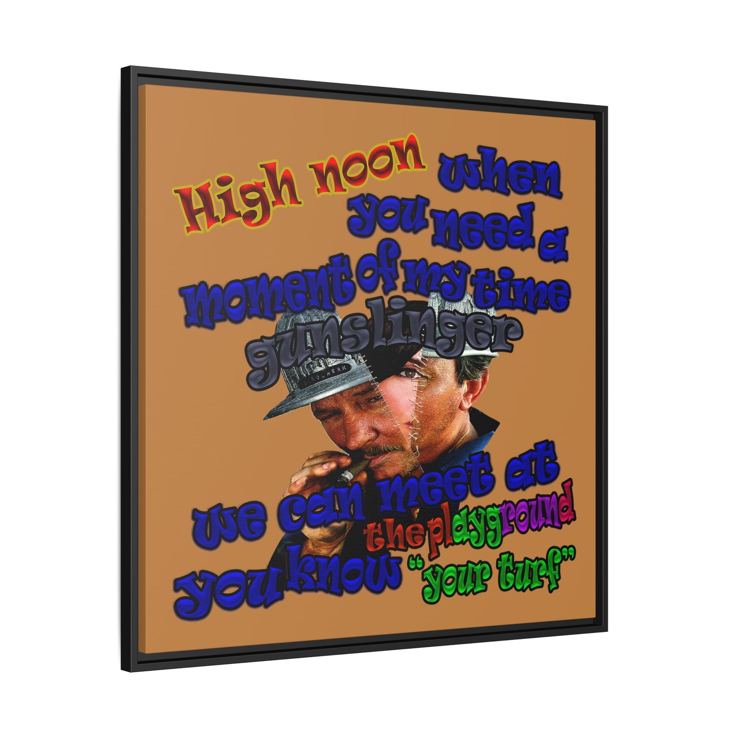high noon - framed canvas art (light brown)
