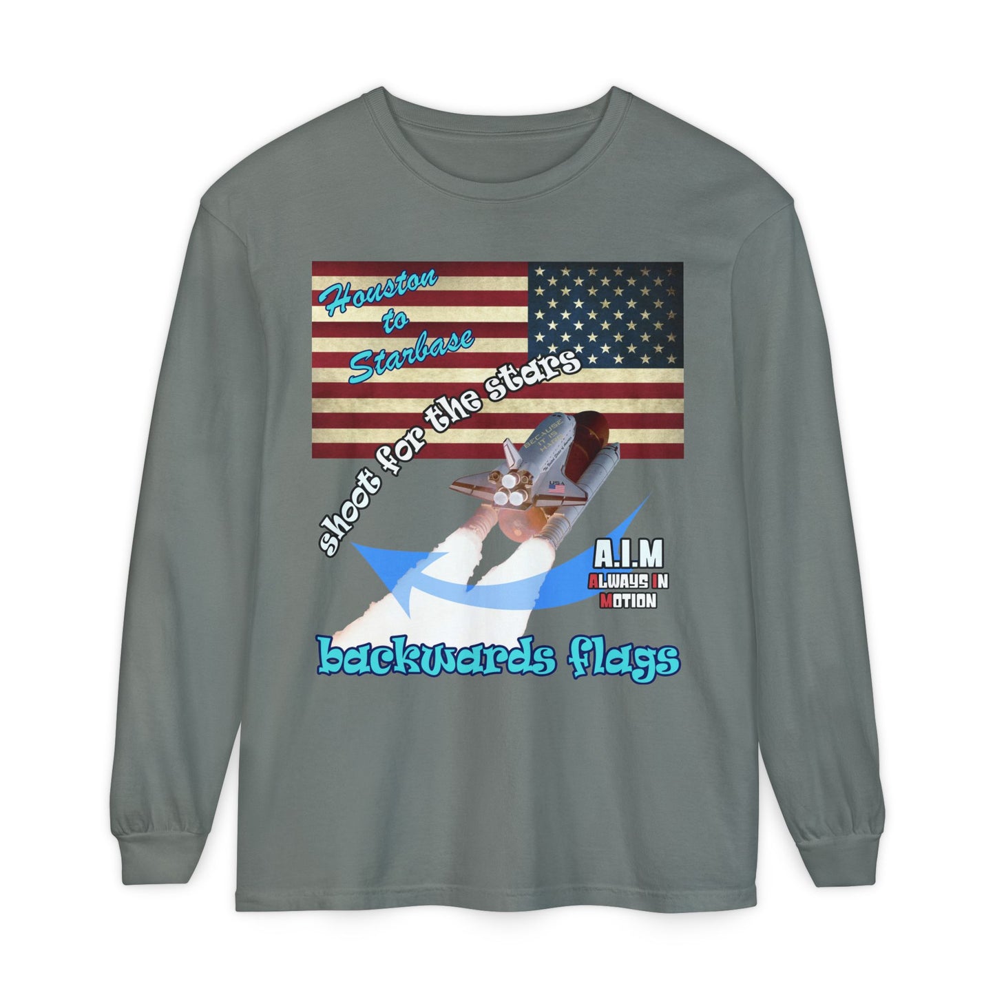 shoot for the stars - Unisex Garment-dyed Long Sleeve T-Shirt