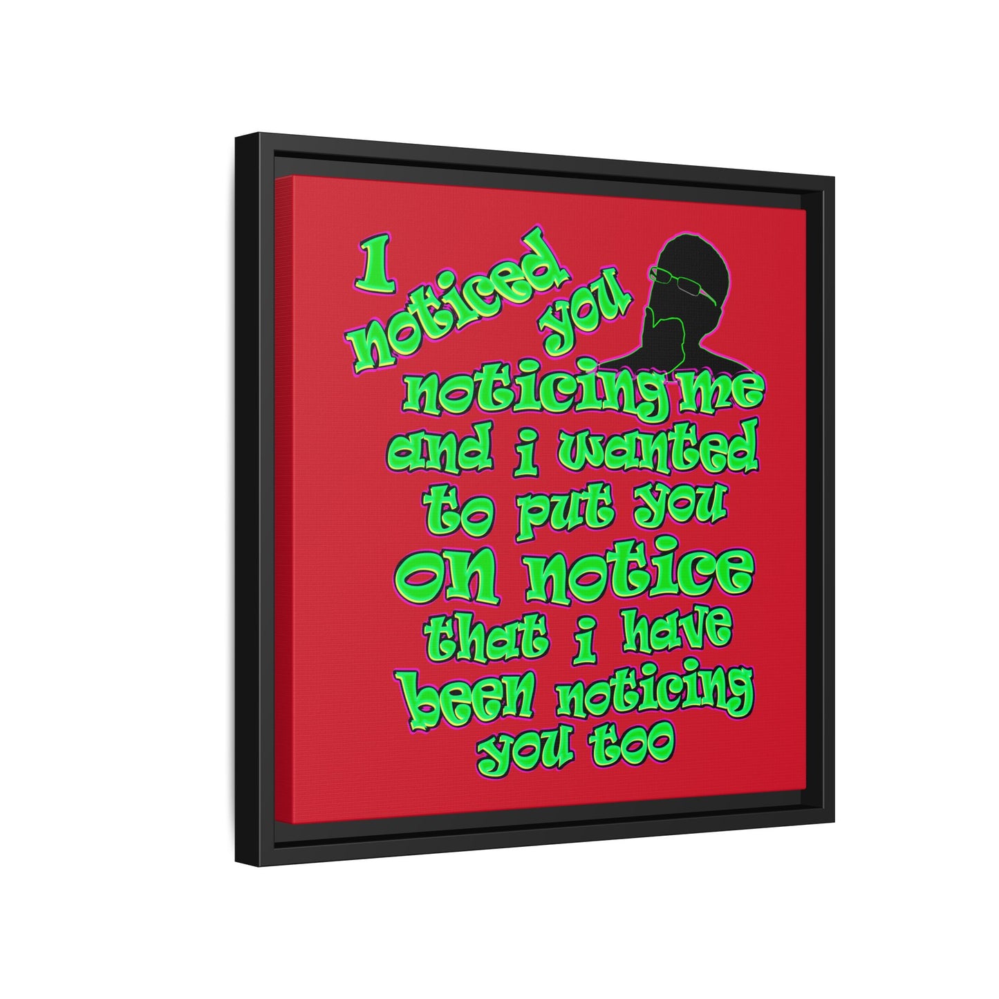 noticed you noticing - framed canvas art (dark red)