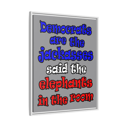 donkeys and elephants - framed canvas art (grey)