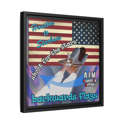 shoot for the stars - framed canvas art (grey-pink wave)
