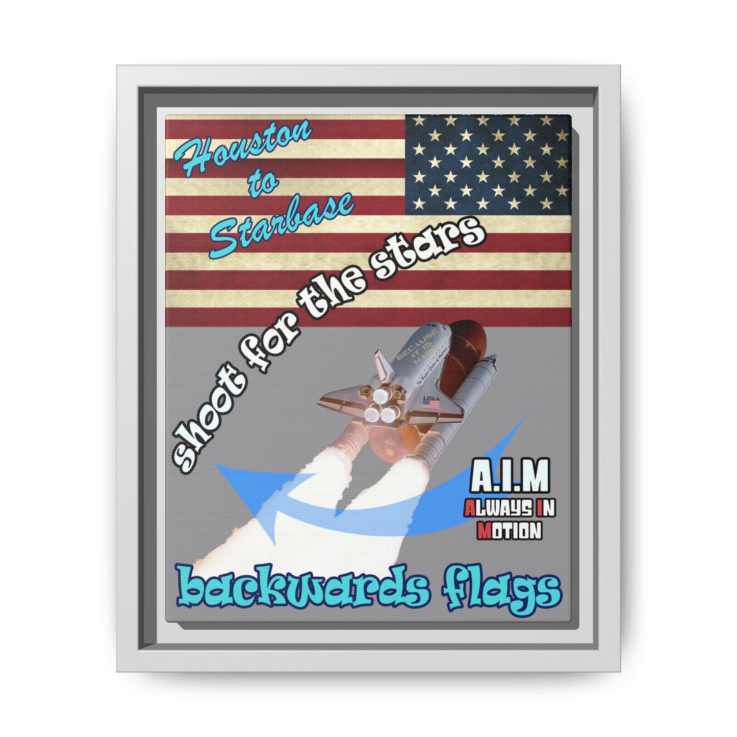 shoot for the stars - framed canvas art (grey)