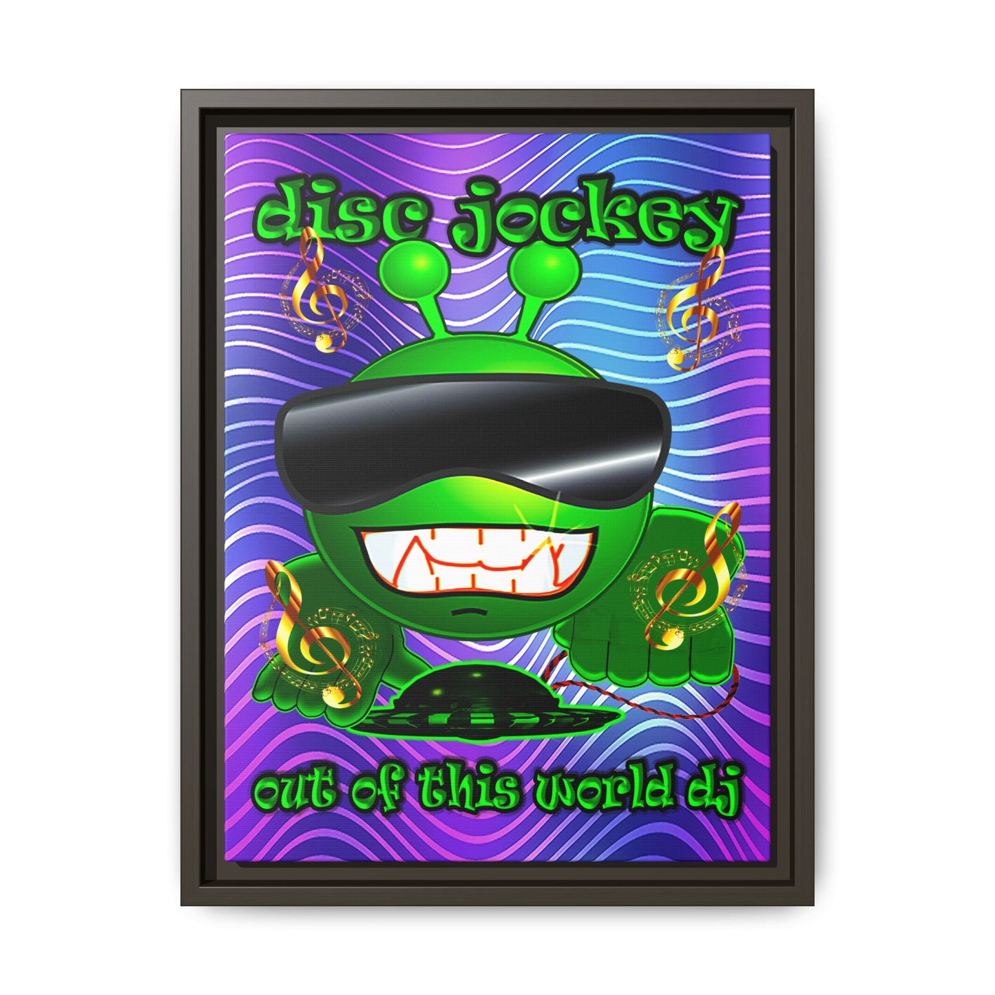 disc jockey - framed canvas art (purple wave)