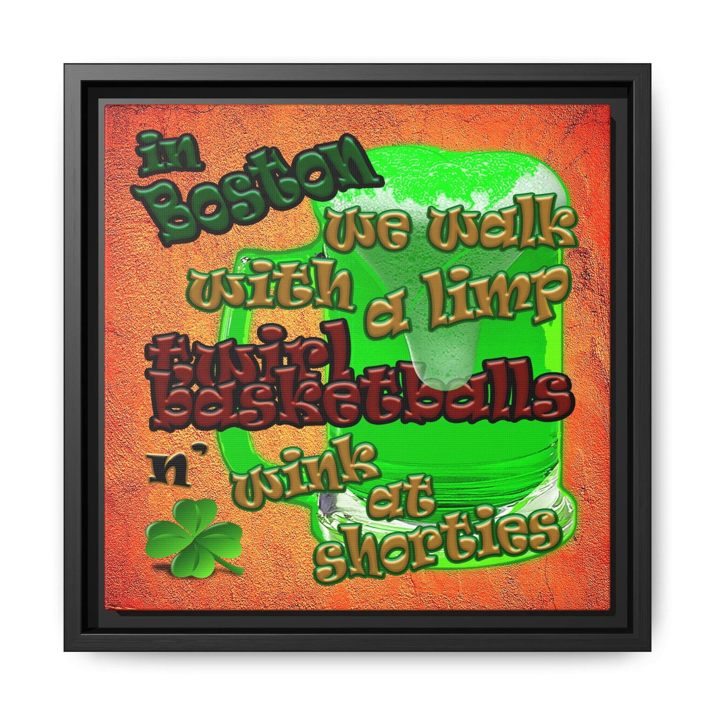 celtics logo - framed canvas art (burnt orange)