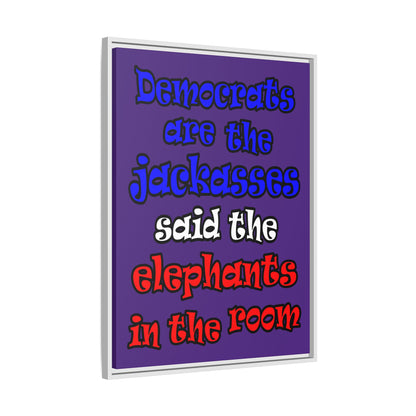donkeys and elephants - framed canvas art (purple)