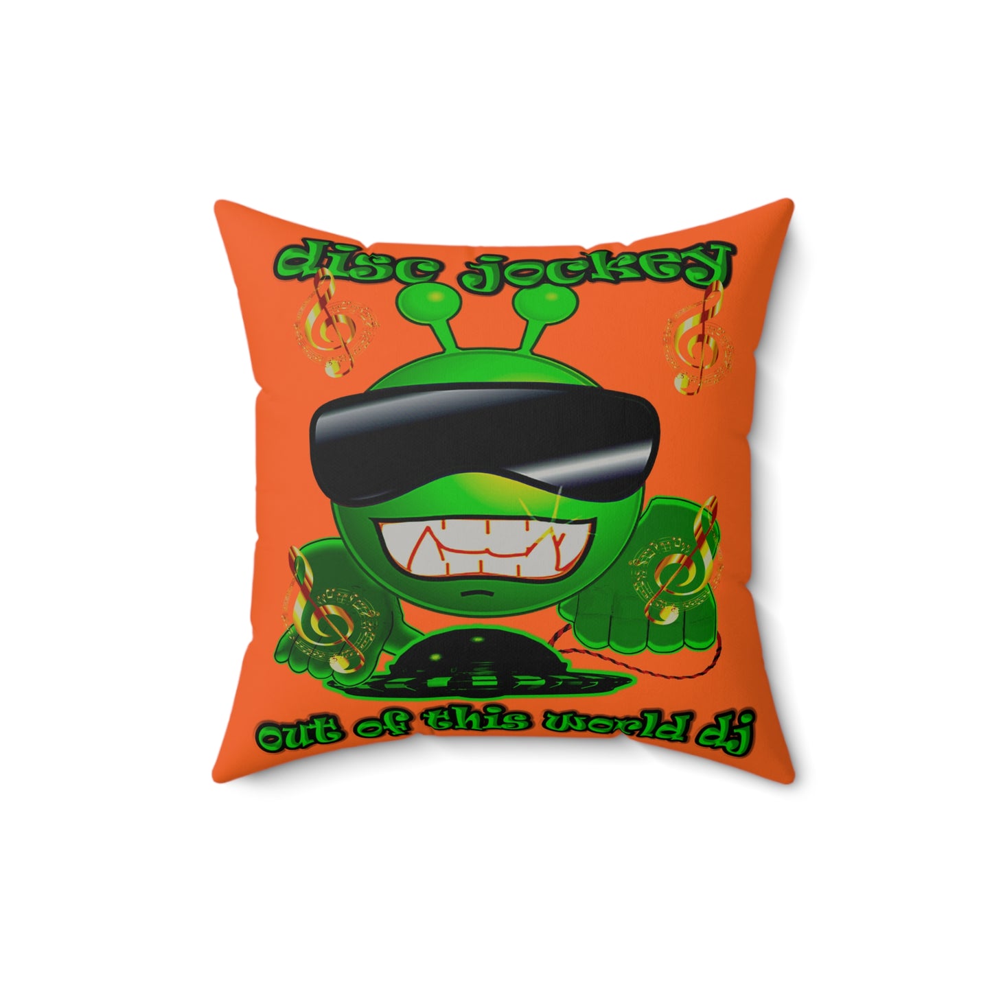 disc jockey - Faux Suede Square Pillow - (orange)