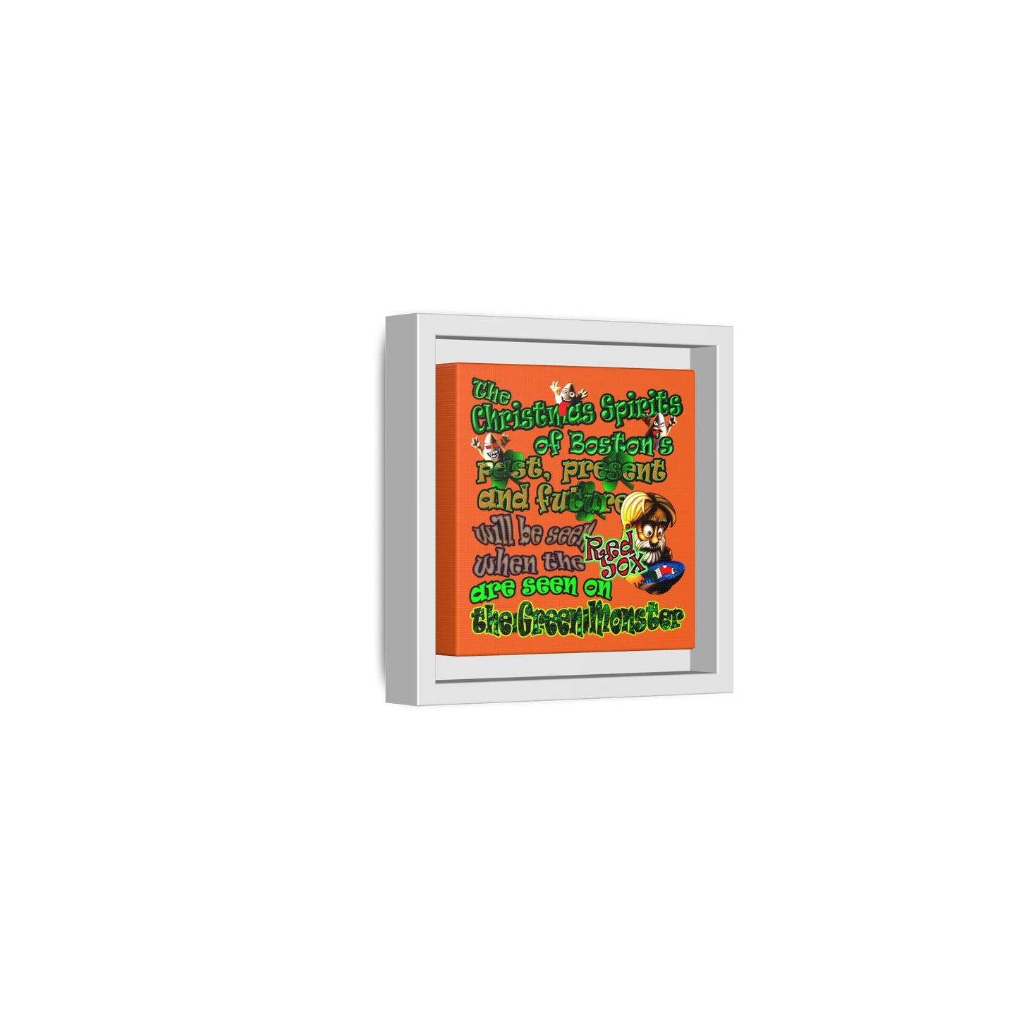 christmas spirits of boston - framed canvas art (orange)