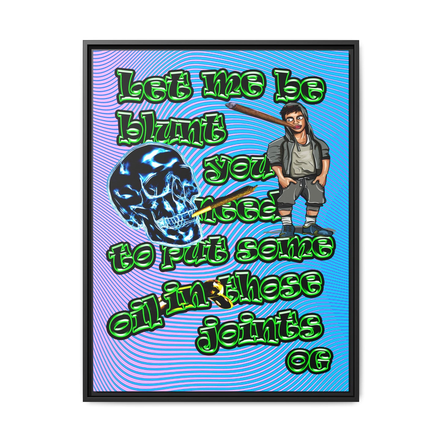 og - framed canvas art (light blue-purple wave)