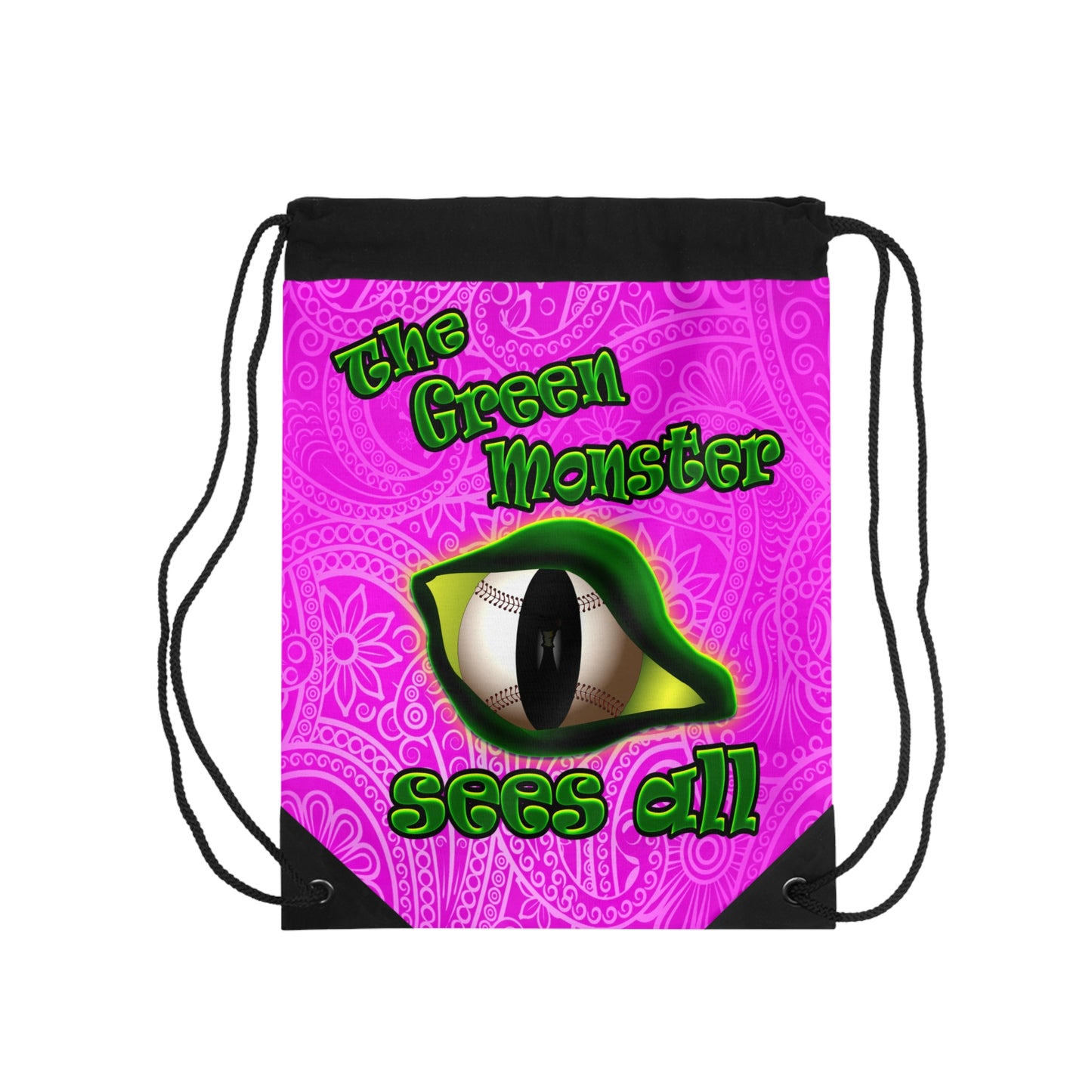 green monster - Drawstring Bag (pink swirl)