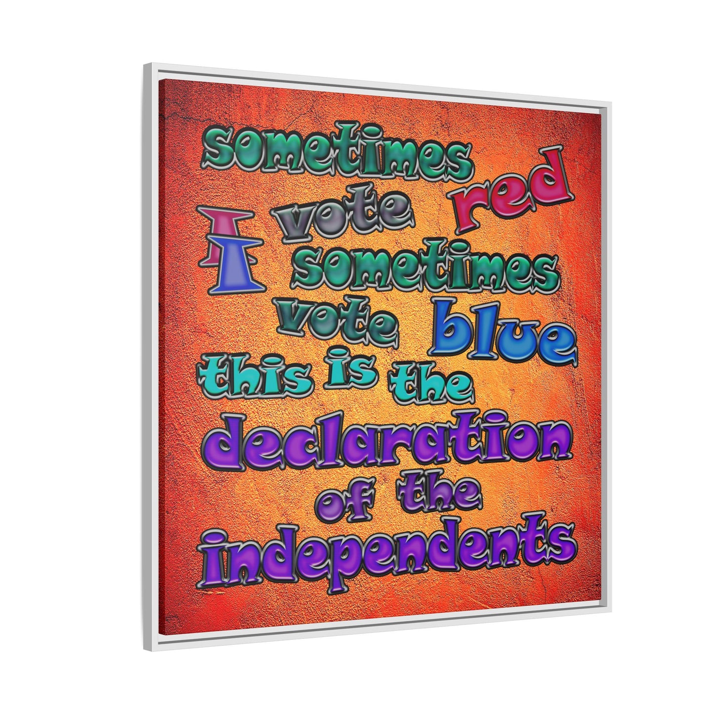 declaration of the independents - framed canvas art (burnt orange)