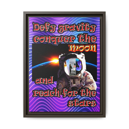 defy conquer reach - framed canvas art (purple wave)