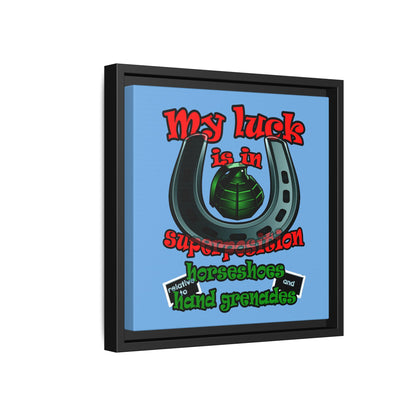 my luck - framed canvas art (light blue)