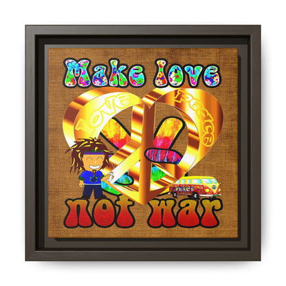 love peace - framed canvas art (brown papyrus)