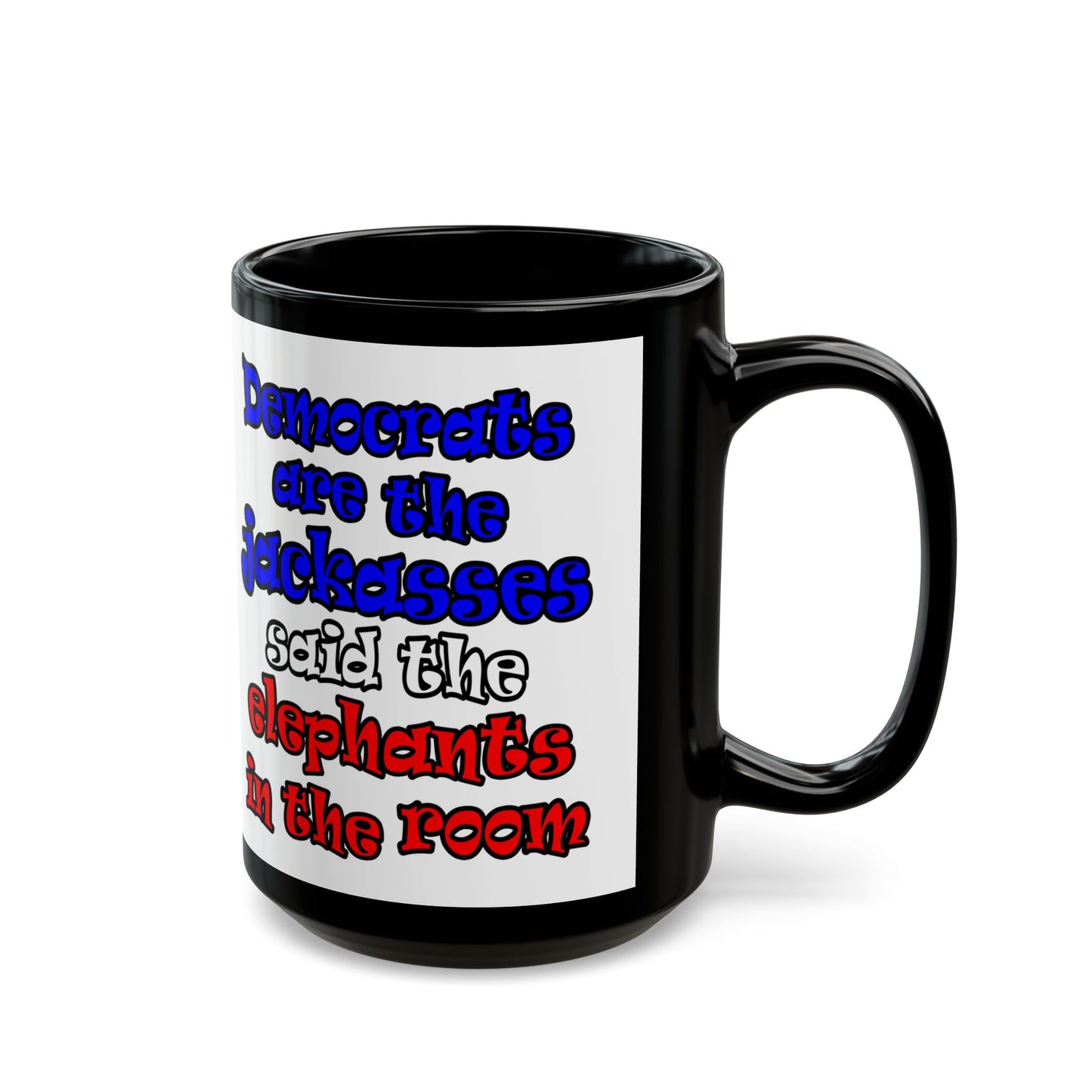 donkeys and elephants - Black Mug (white)