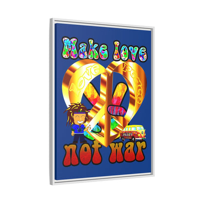 love peace - framed canvas art (dark blue)