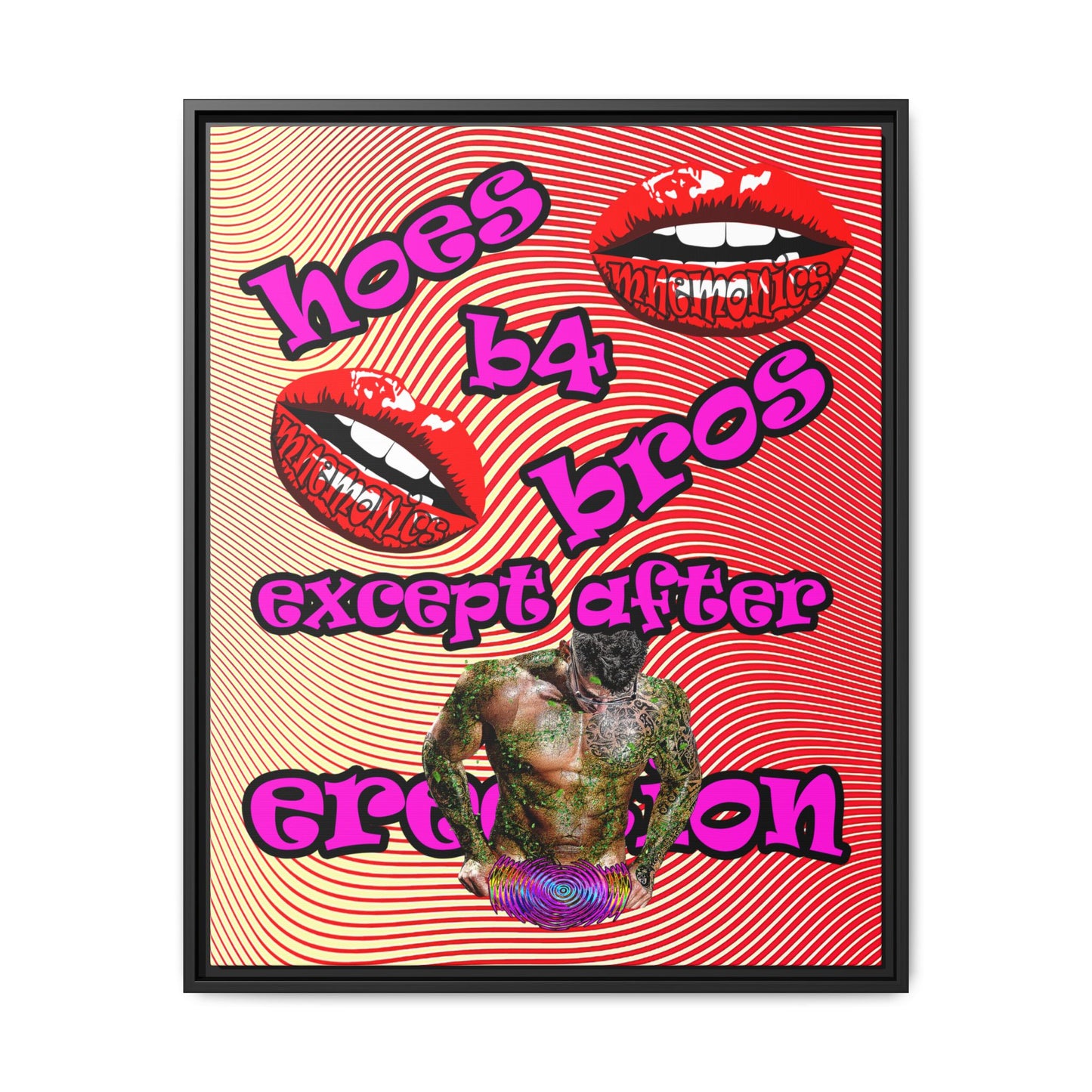 hoes b4 bros - framed canvas art (yellow-orange wave)