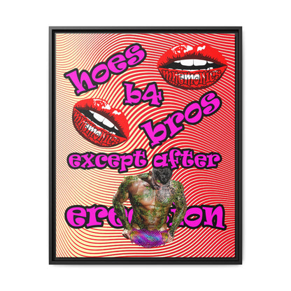 hoes b4 bros - framed canvas art (yellow-orange wave)