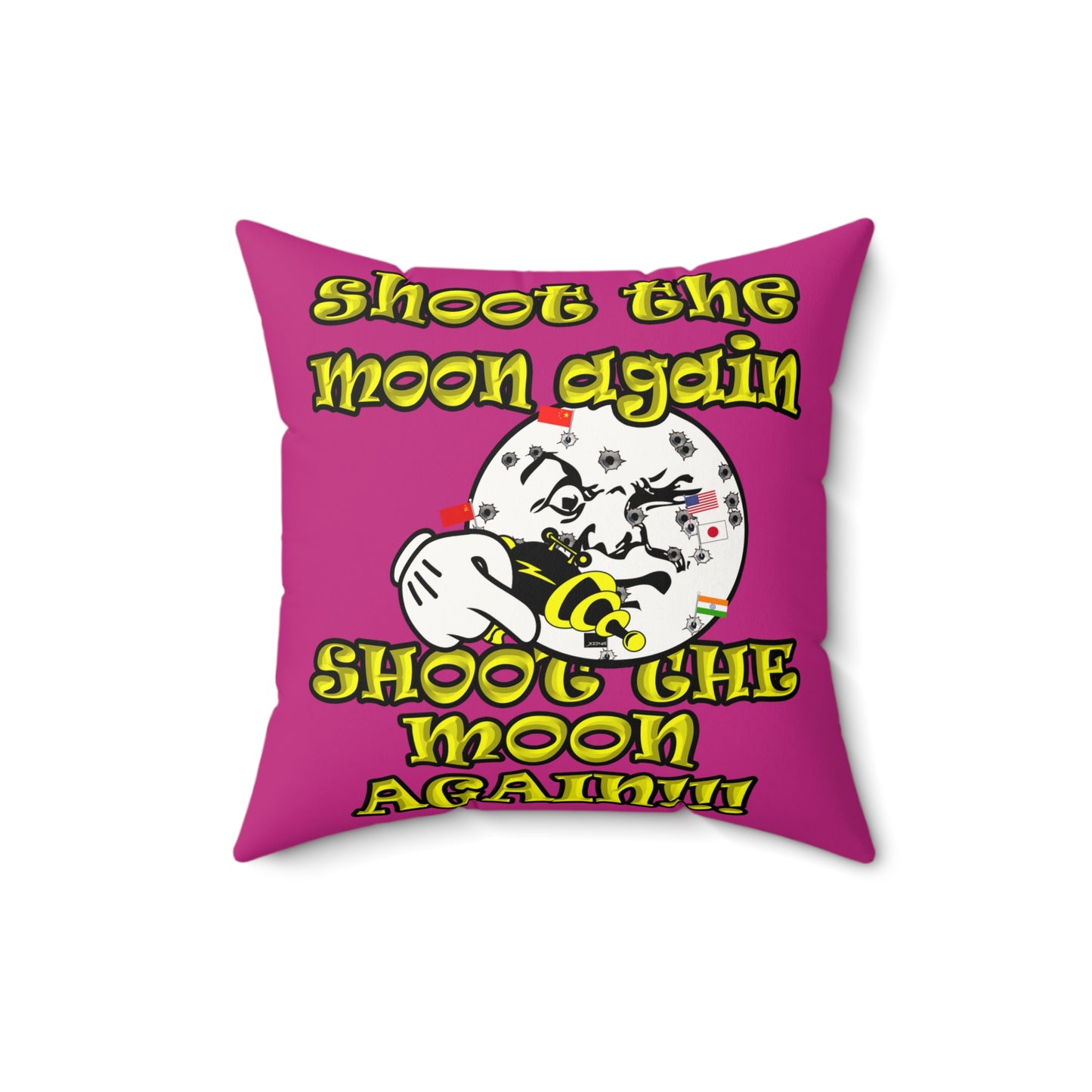 shoot the moon again - Faux Suede Square Pillow - (pink)