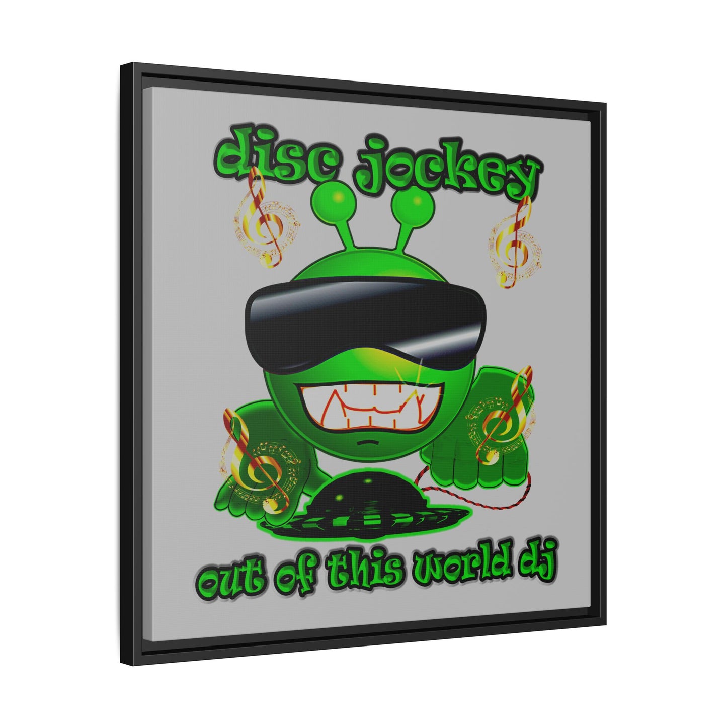 disc jockey - framed canvas art (light grey)