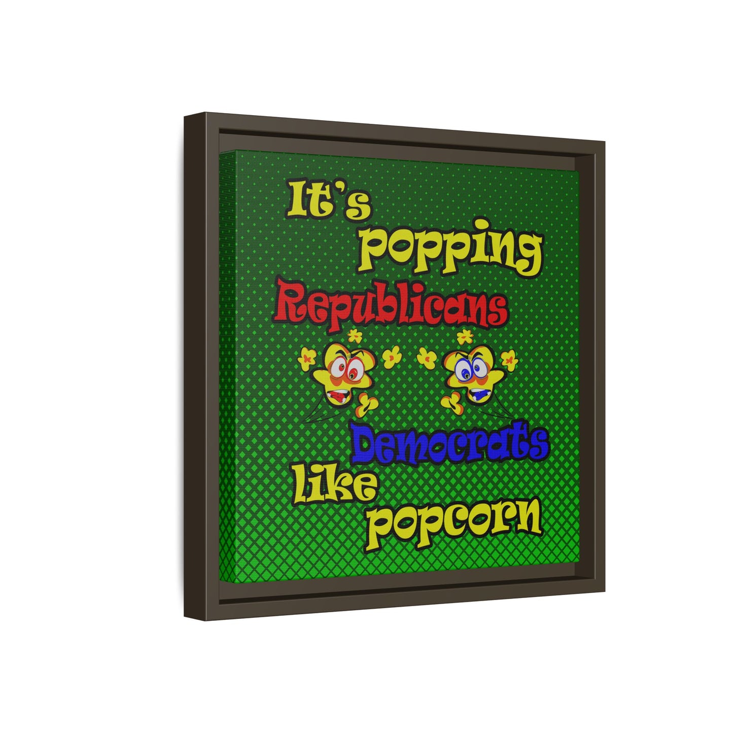 popping like popcorn - framed canvas art (logo green)