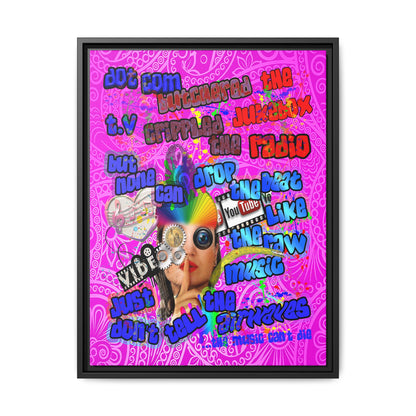drop the beat - framed canvas art (pink swirl)