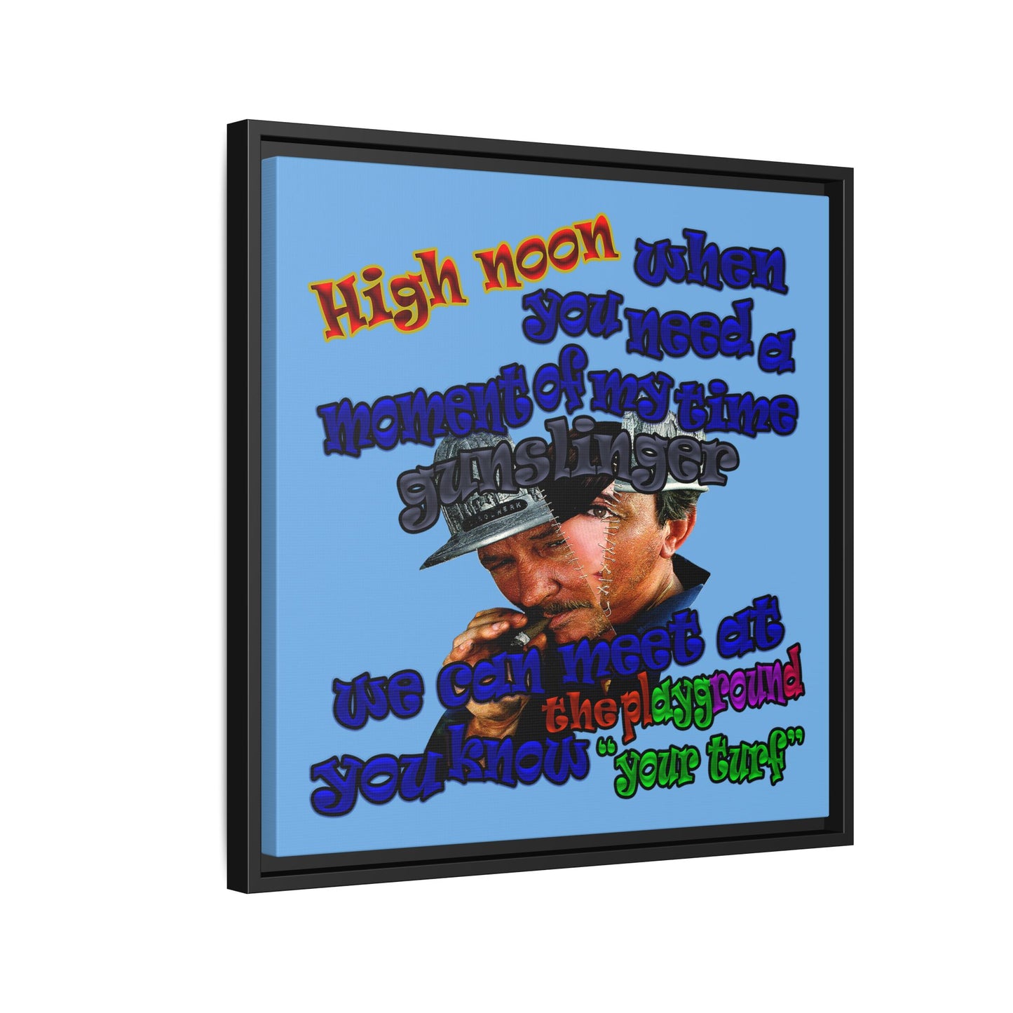 high noon - framed canvas art (light blue)