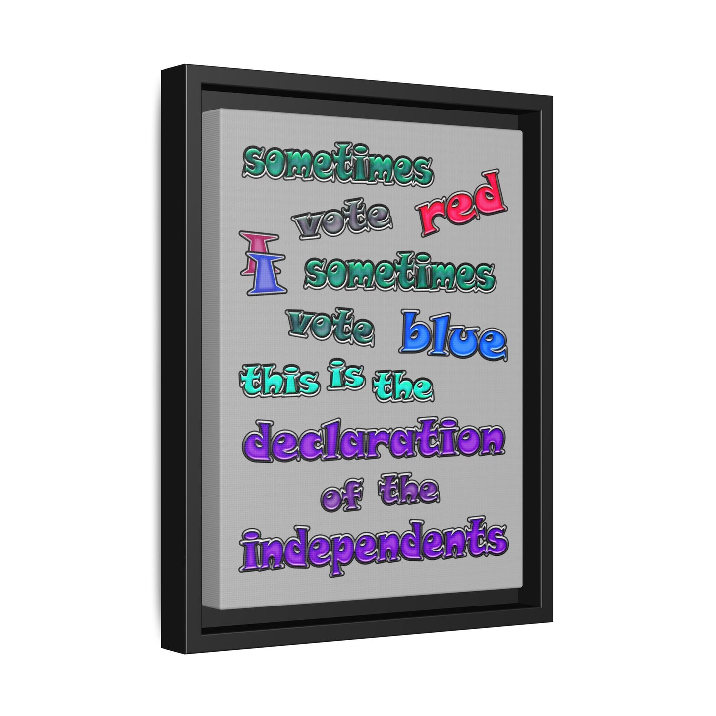 declaration of the independents - framed canvas art (light grey)