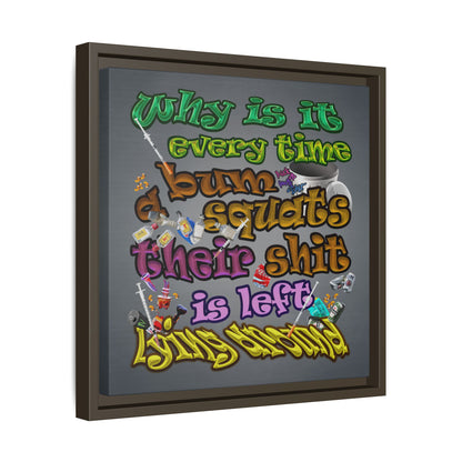 the bum's shit - framed canvas art (grey-light grey)