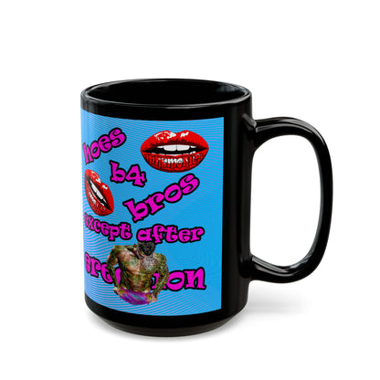 hoes b4 bros - Black Mug (light blue-purple wave)