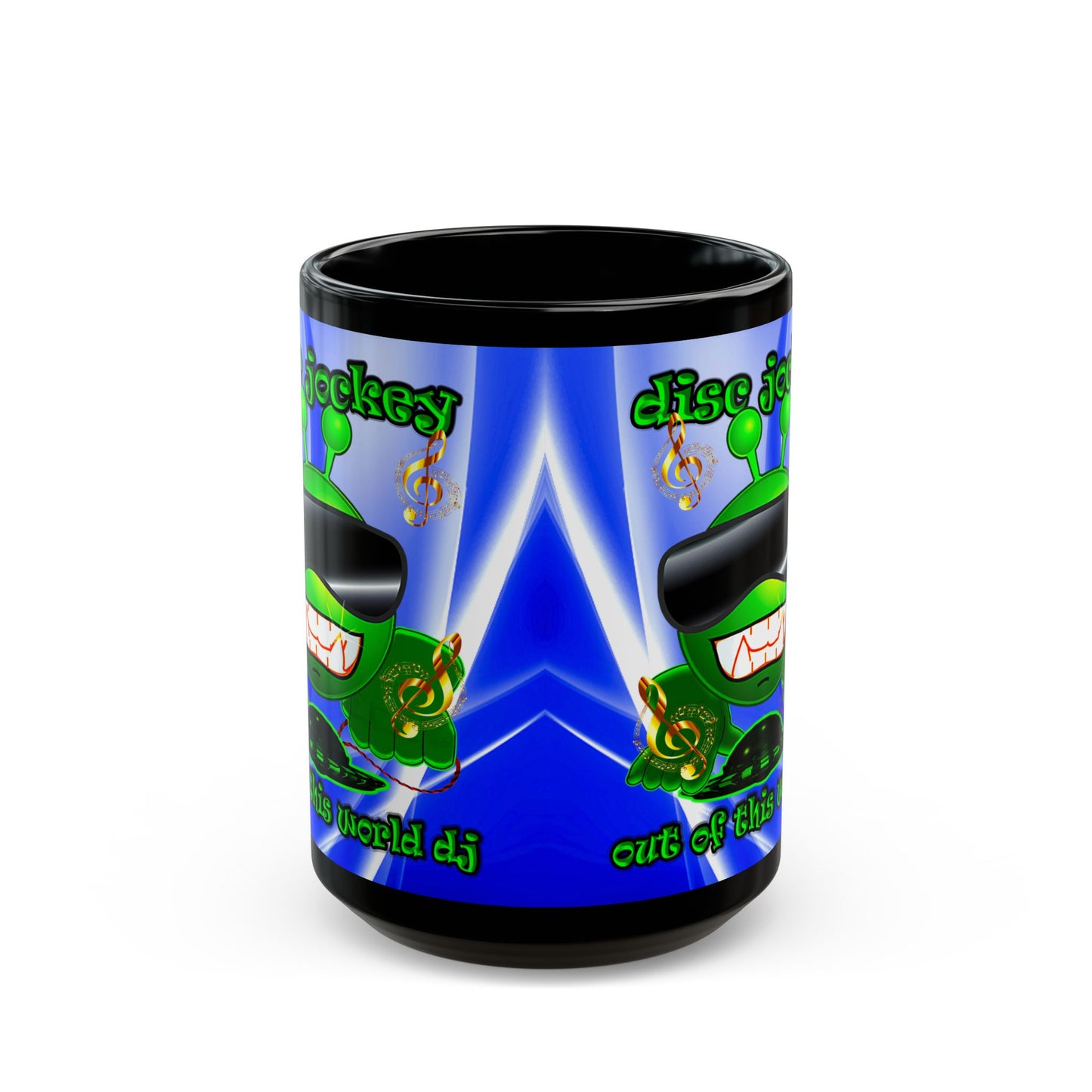 disc jockey - Black Mug (blue-white wave)