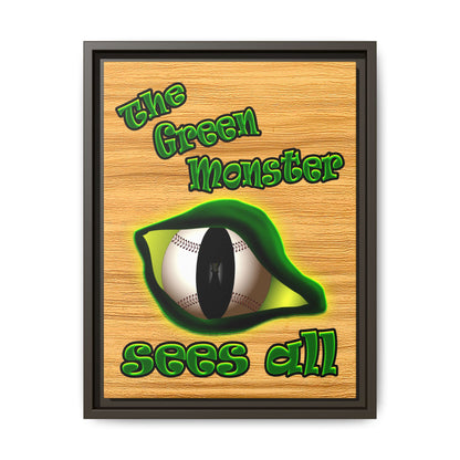 green monster - framed canvas art (butterscotch wood finish)
