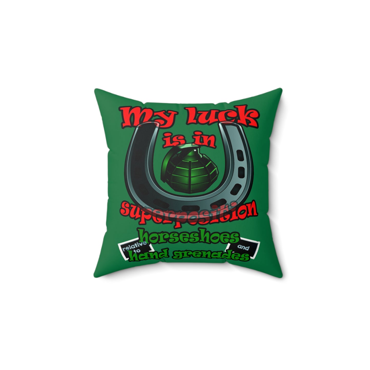 my luck - Faux Suede Square Pillow - (dark green)