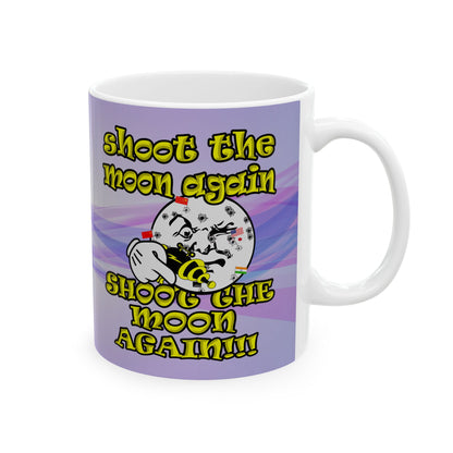 shoot the moon again - White Mug (light blue-pink wave)