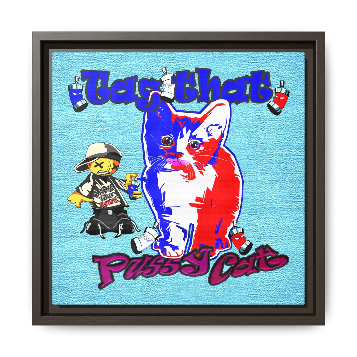 tag that - framed canvas art (faded blue)