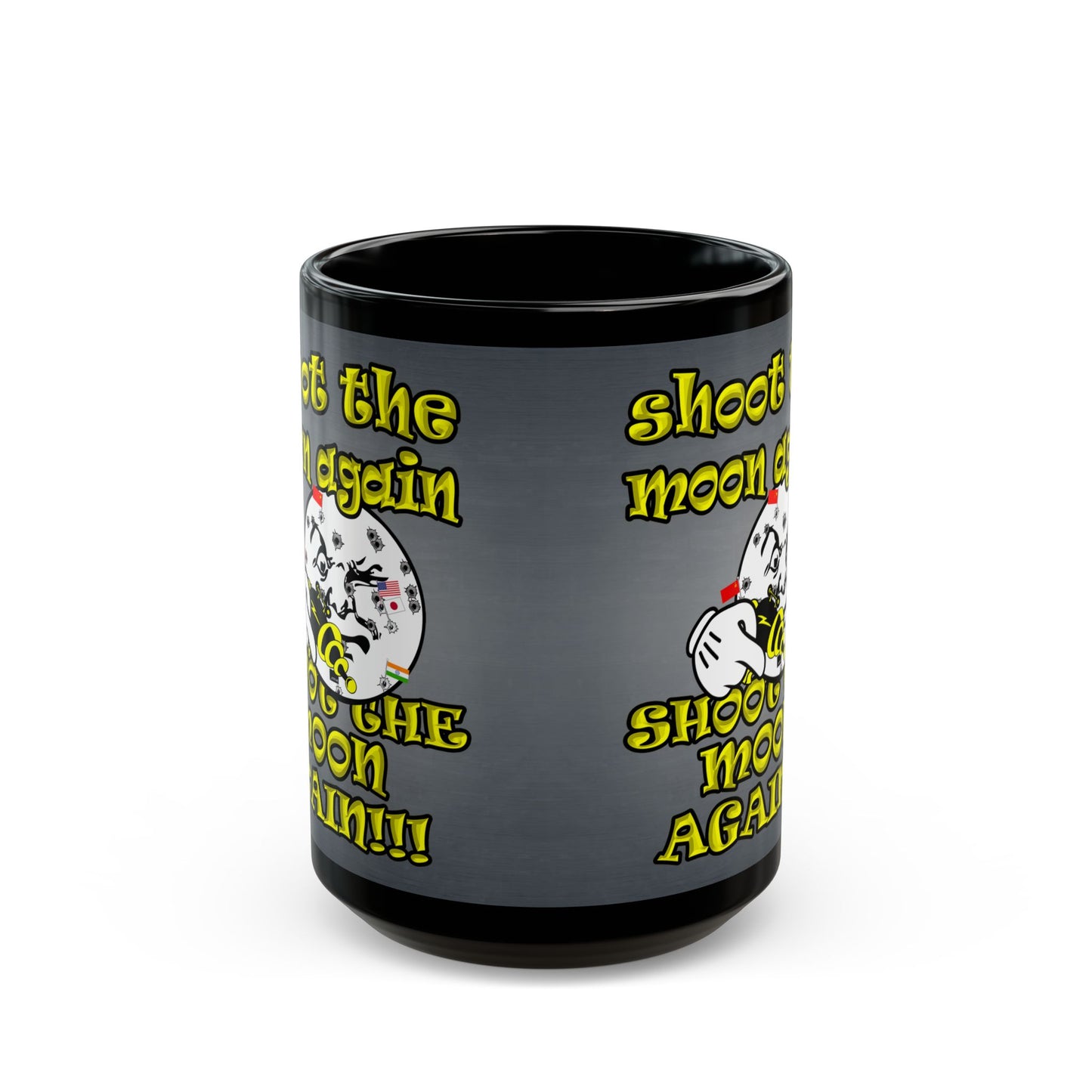 shoot the moon again - Black Mug (grey-light grey)