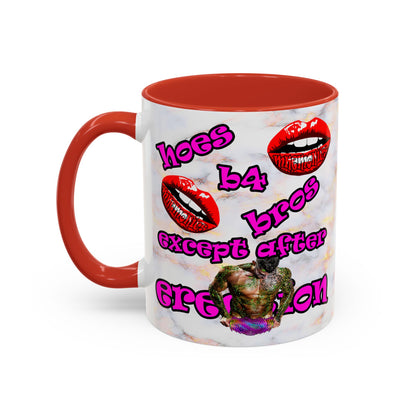 hoes b4 bros - Accent Mug (white marble)