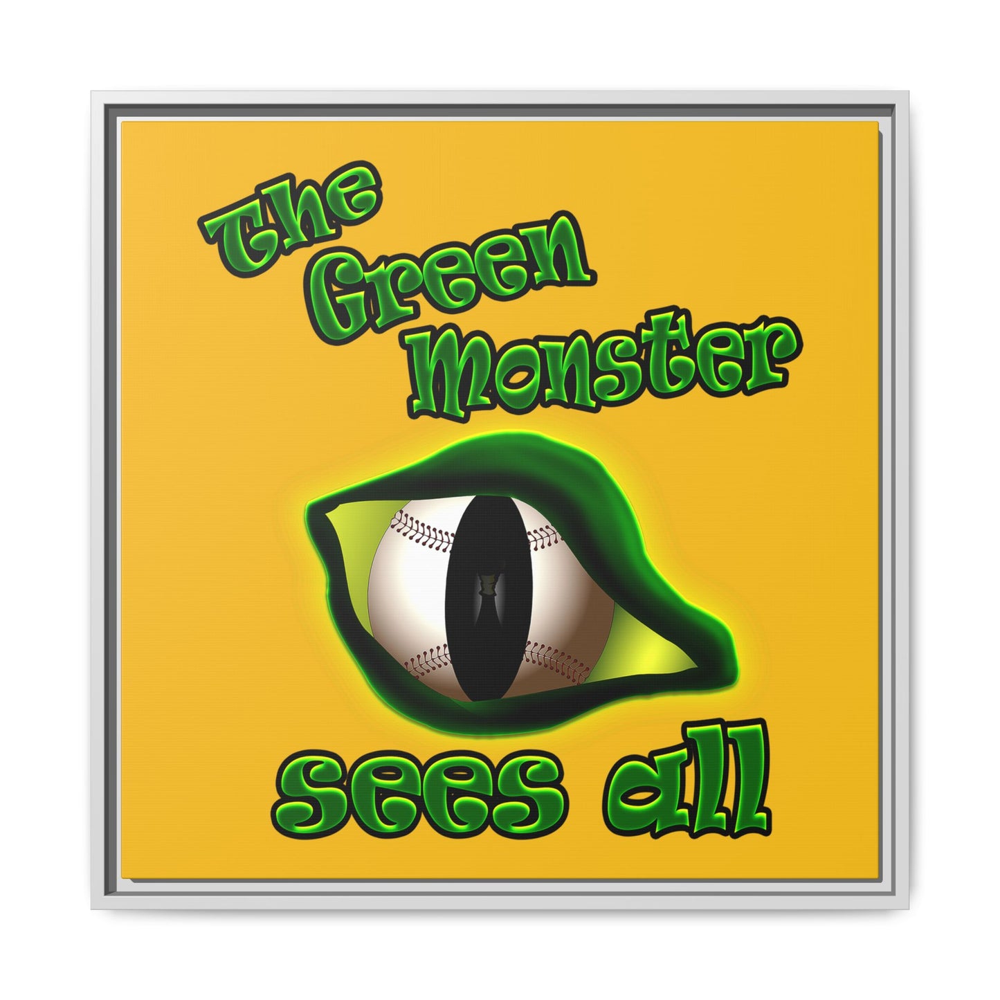 green monster - framed canvas art (yellow)
