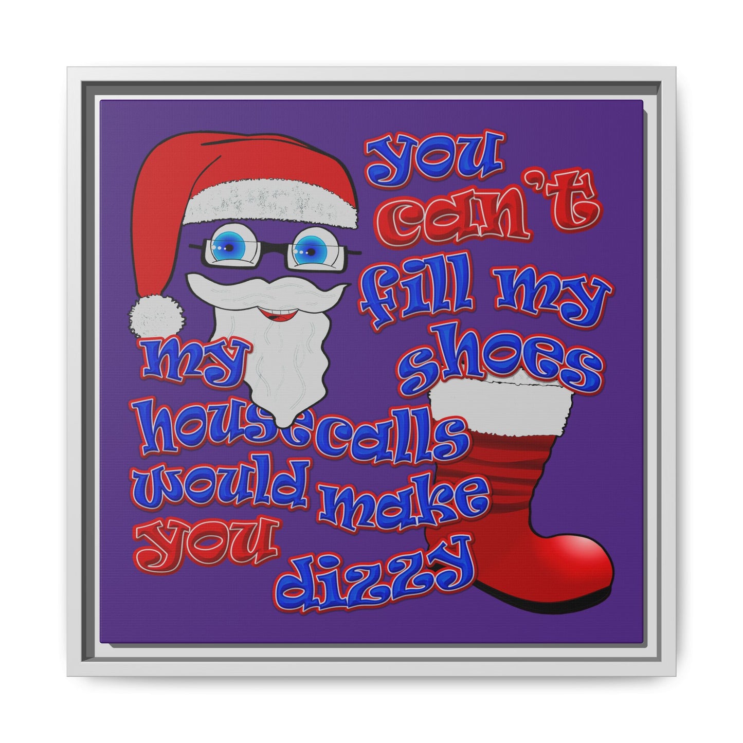 santa's shoes - framed canvas art (purple)