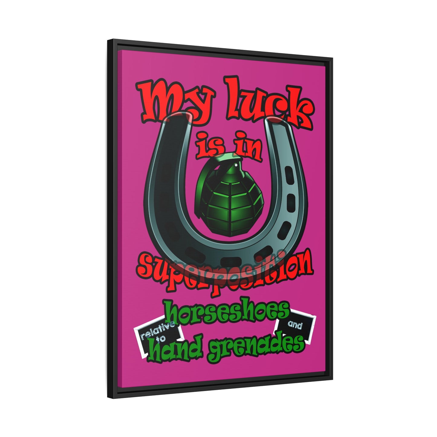 my luck - framed canvas art (pink)