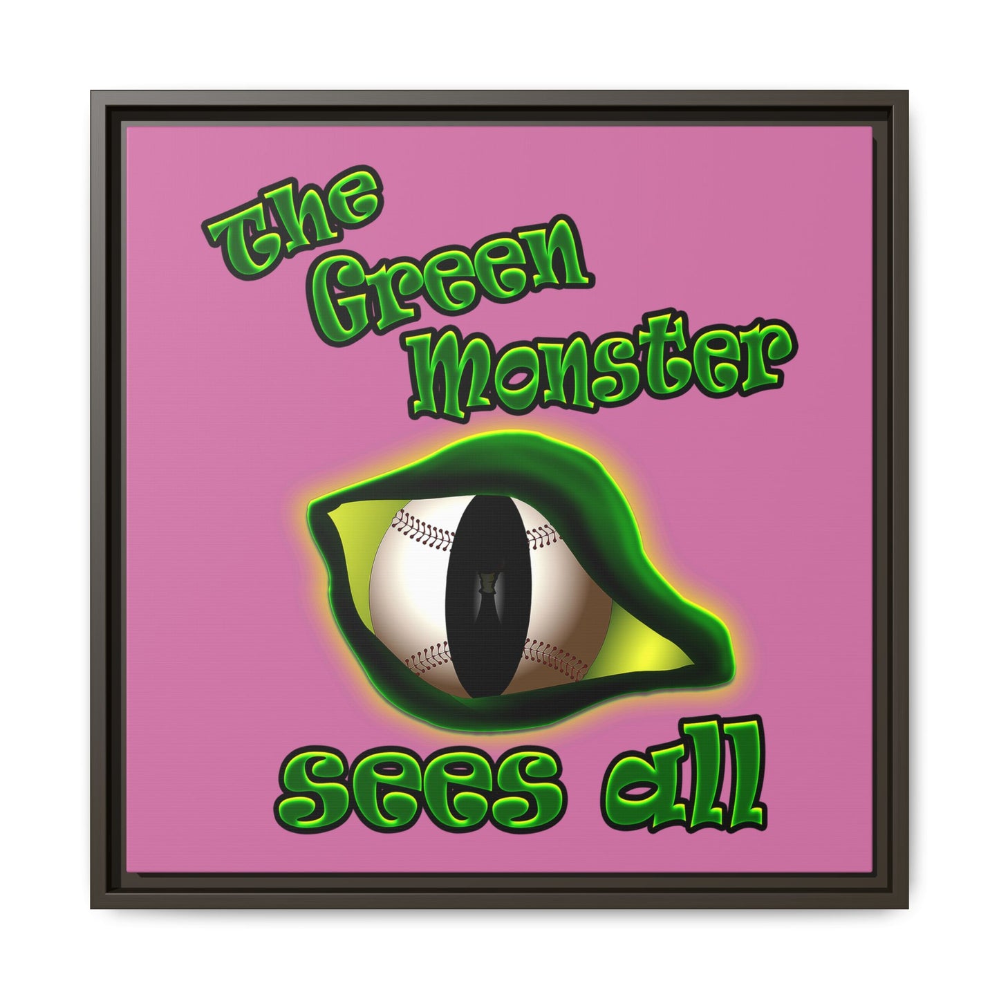 green monster - framed canvas art (light pink)