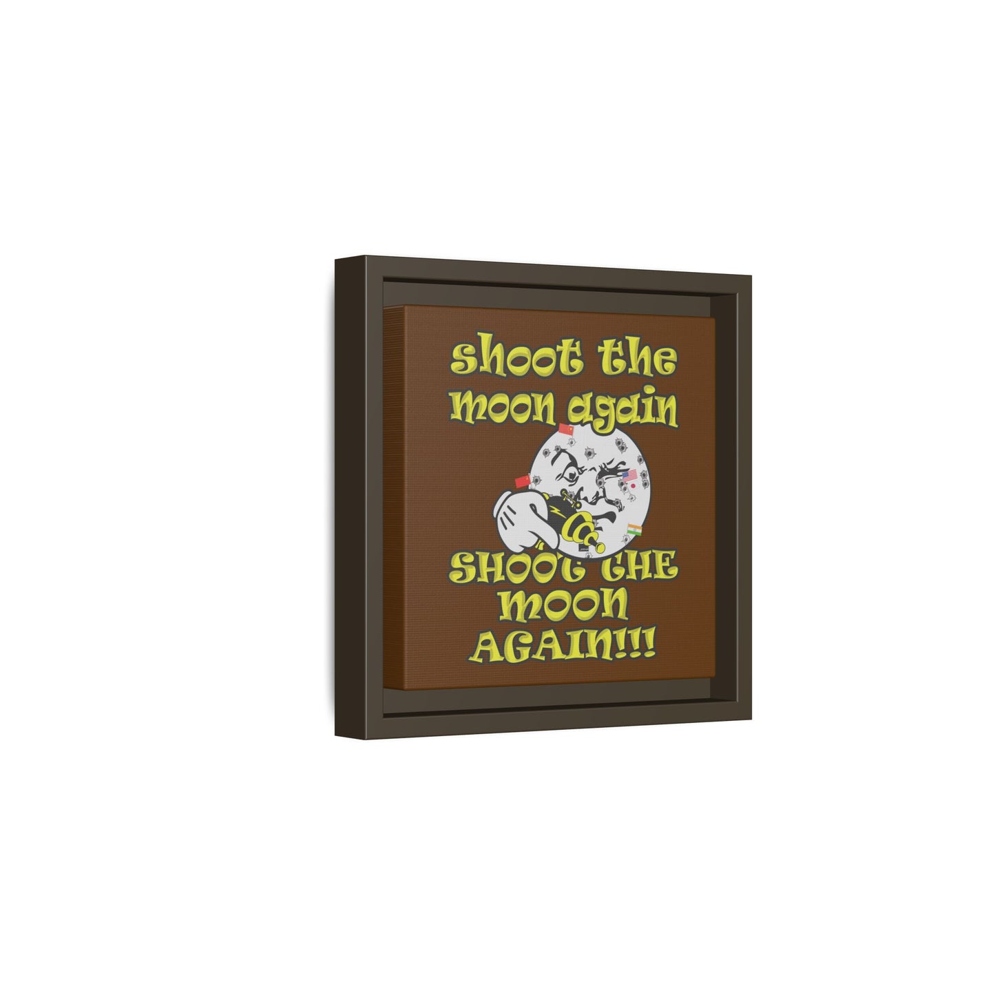 shoot the moon again - framed canvas art (brown)