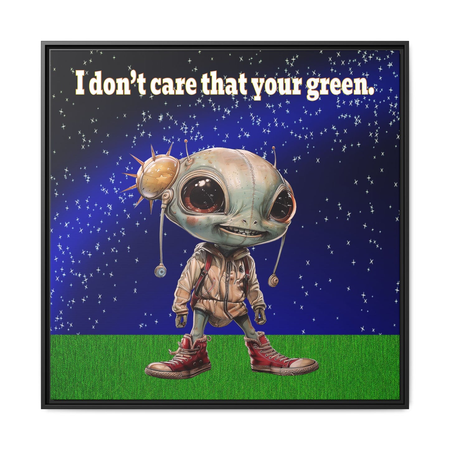 I don't care that your green - framed canvas art ('snoops' background)
