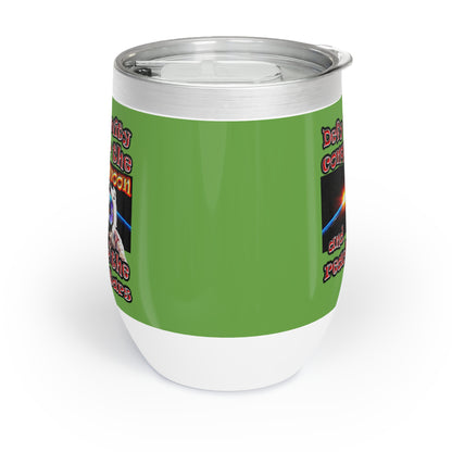 defy conquer reach - Chill Wine Tumbler (green)