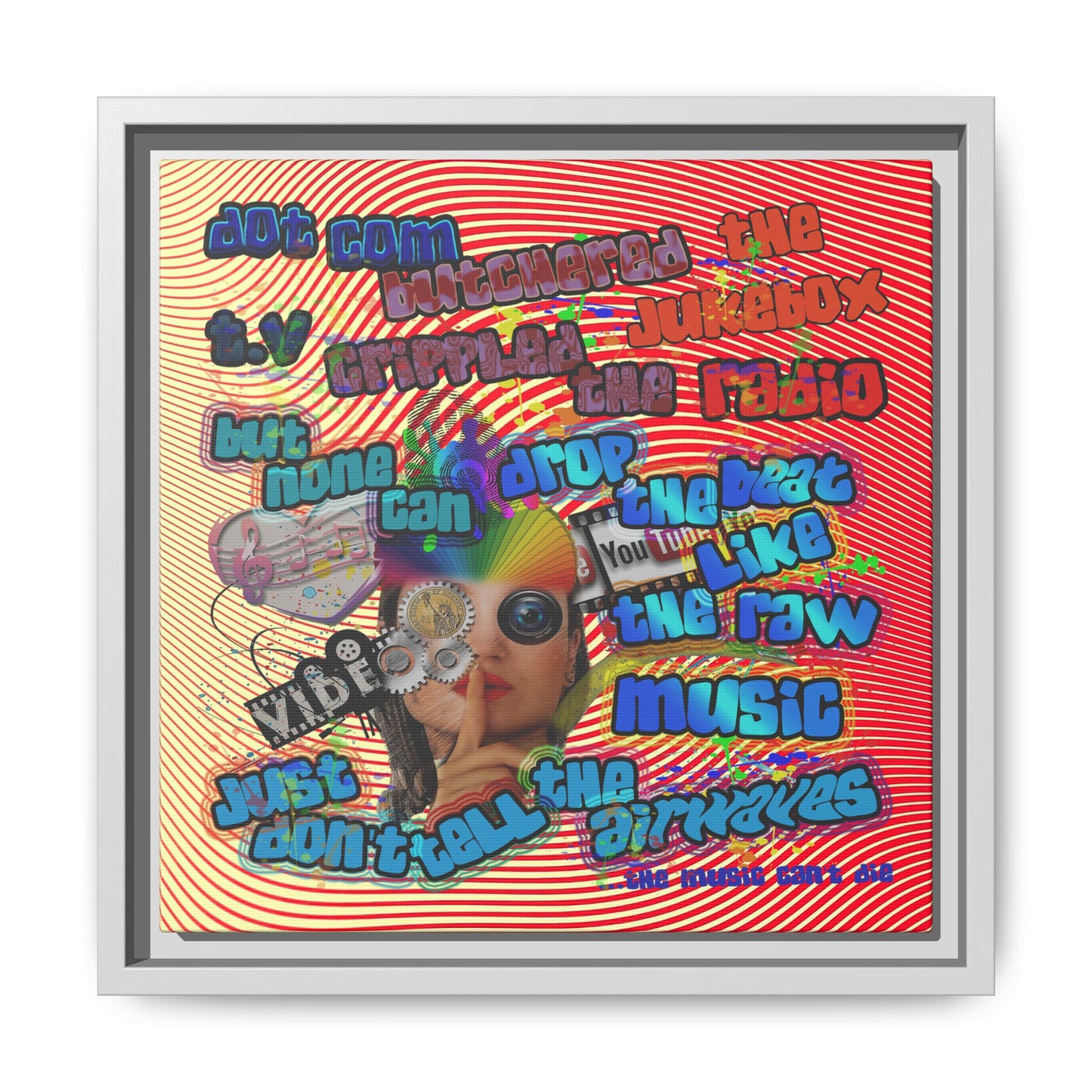 drop the beat - framed canvas art (yellow-orange wave)