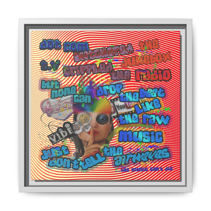 drop the beat - framed canvas art (yellow-orange wave)