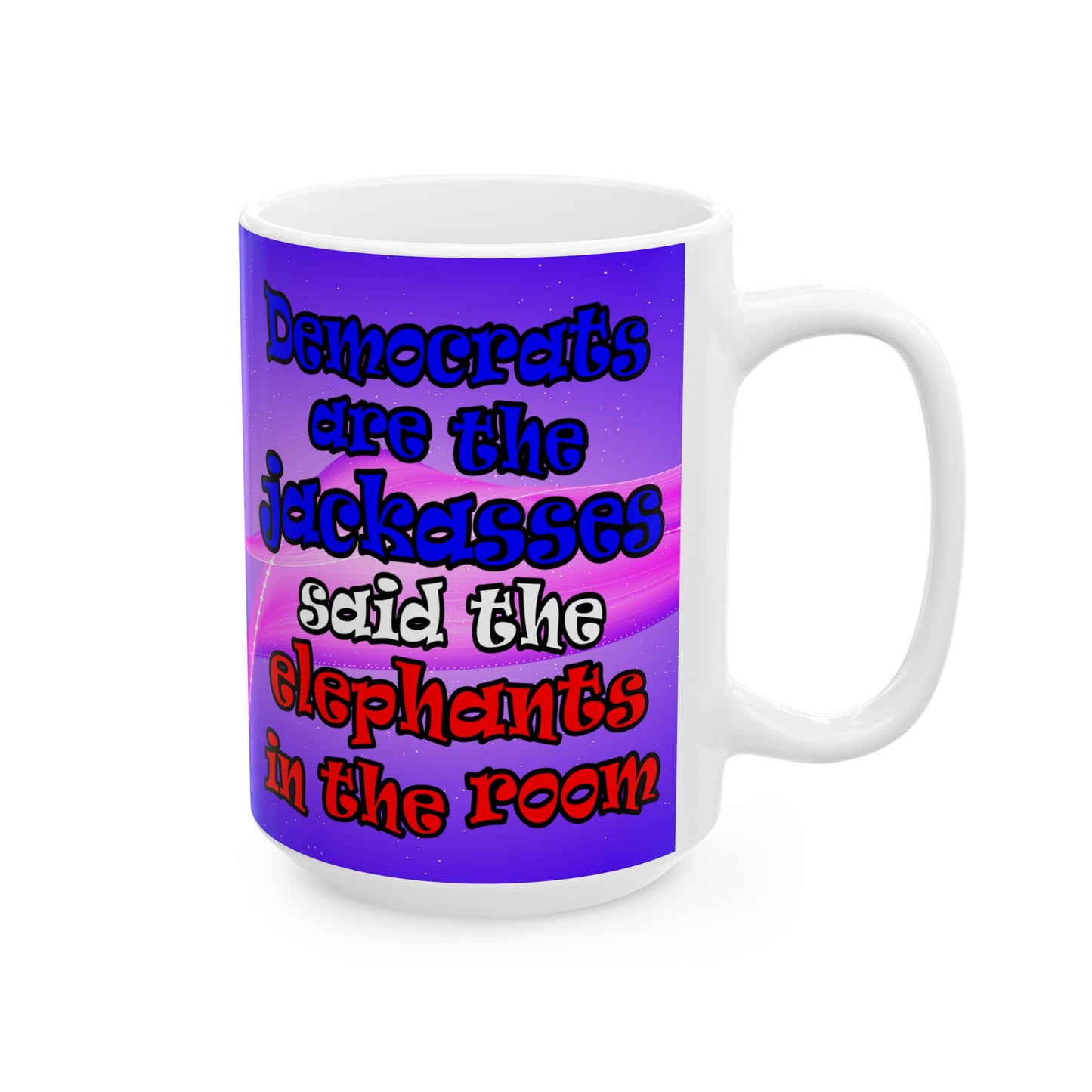 donkeys and elephants - White Mug (purple-pink wave)