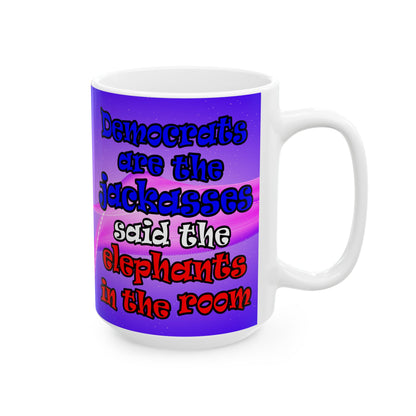 donkeys and elephants - White Mug (purple-pink wave)